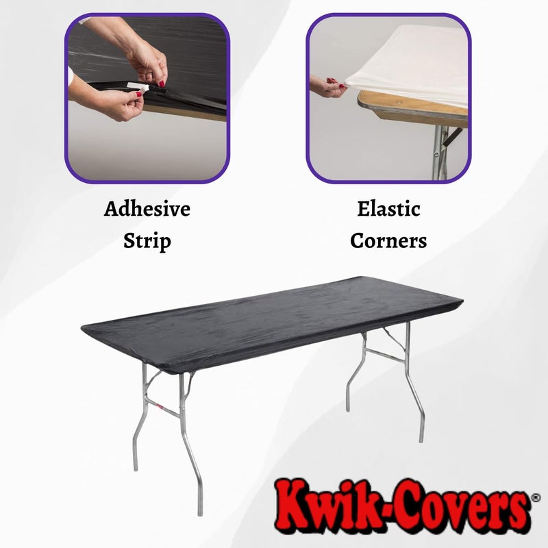 Kwik-Covers 8' Rectangular Plastic Table Covers 30" x 96" (8 Feet), (10 Pack, Black) - Image 5